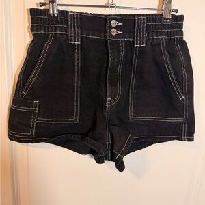 High-Waisted Black Jean Shorts